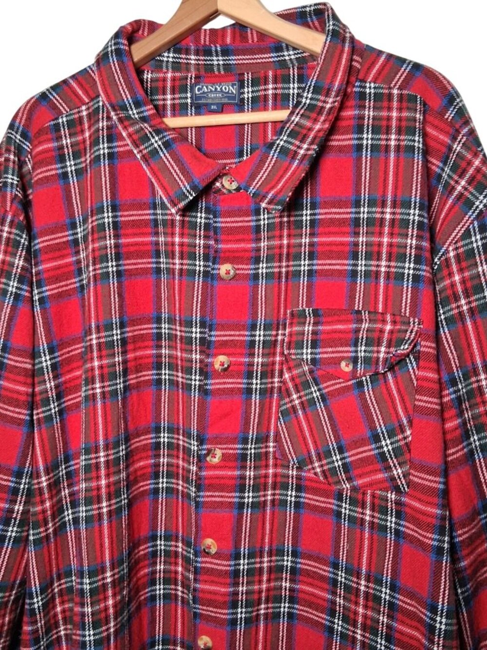 Canyon Creek Flannel Shirt Big Man 3XL Red Plaid Tartan Classic NEW READ